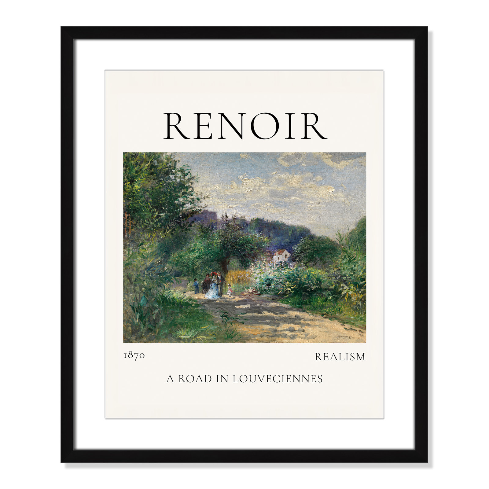Old Masters Collection " A Road In Louveciennes " by Auguste Renoir, Black Single Picture Frame, Yes