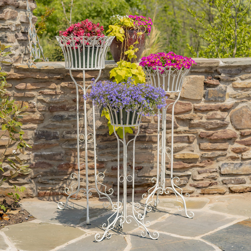 Metal Plant Stand, Antique White