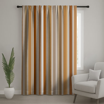 Brown Stripes Window Curtains, Pattern Sheer & Blockout Curtains - 1 Panel