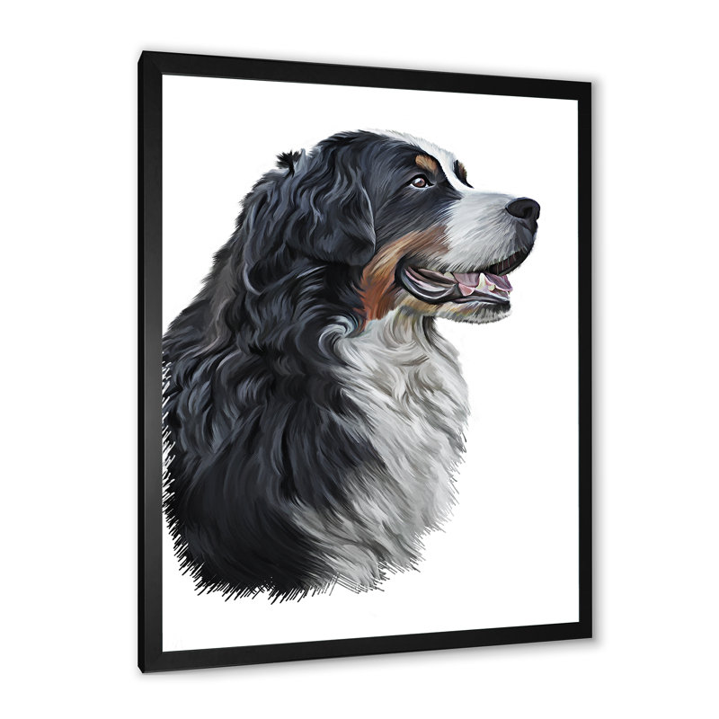 Dessin d'un bouvier bernois - sur, Impression noire sur toile encadrée, H 20 po x l 12 po x P 1 po