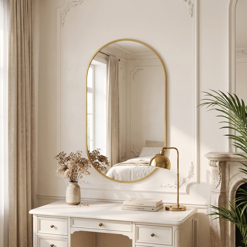 Glass D-Shaped Wall Full Length Mirror