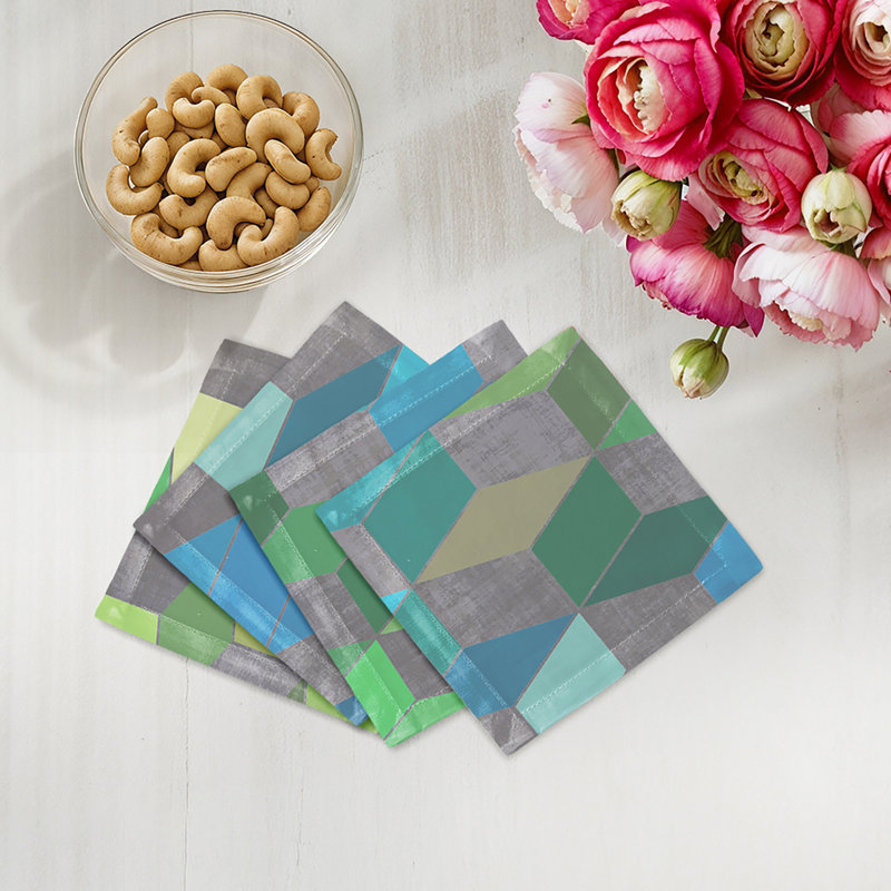 Modern Steps Cotton Sateen Cocktail Napkins, Spring