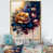 Toile avec cadre flottant or
