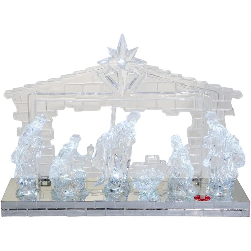 8.7-Inch Clear Acrylic LED Light-Up Musical Nativity Scene