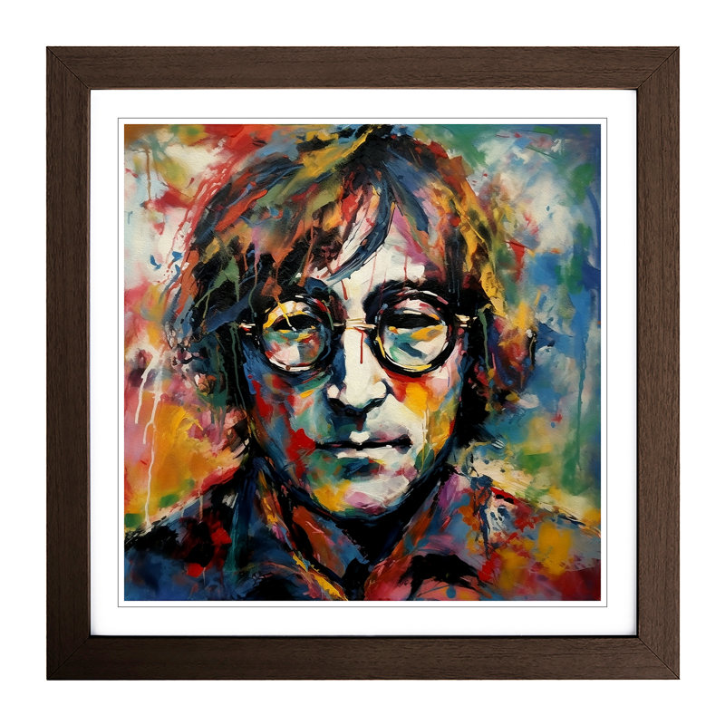 John Lennon Abstract Expressionism - Framed Print, Walnut