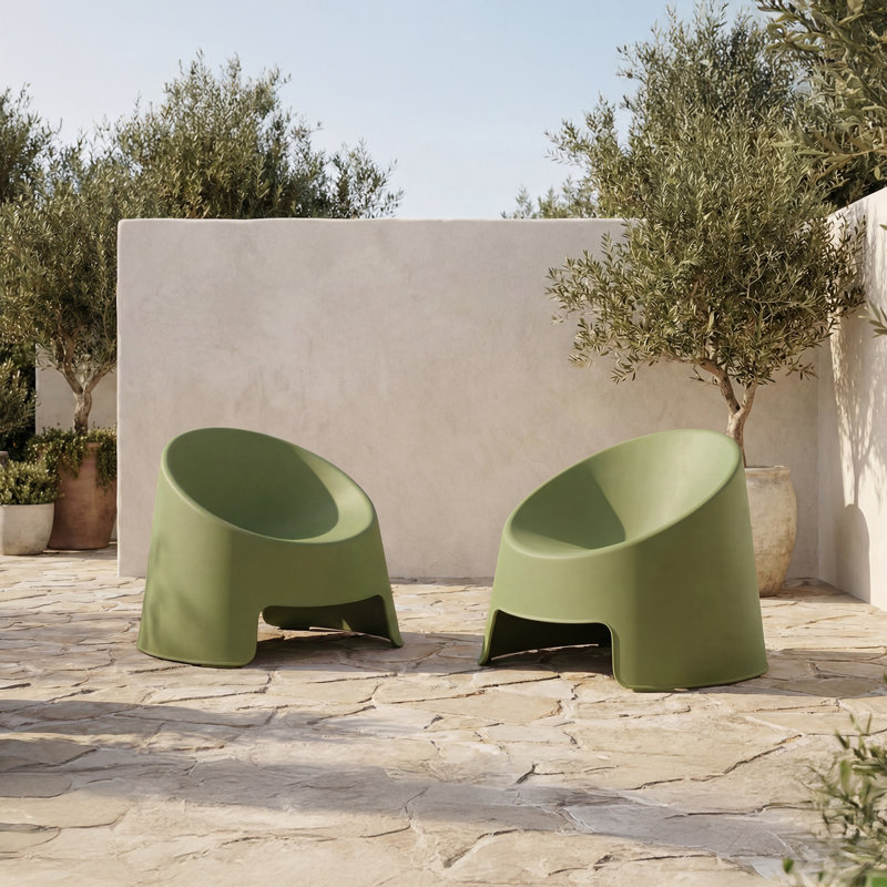 Nolla Outdoor Accent Chair Set of Two Light Grey, Yellow