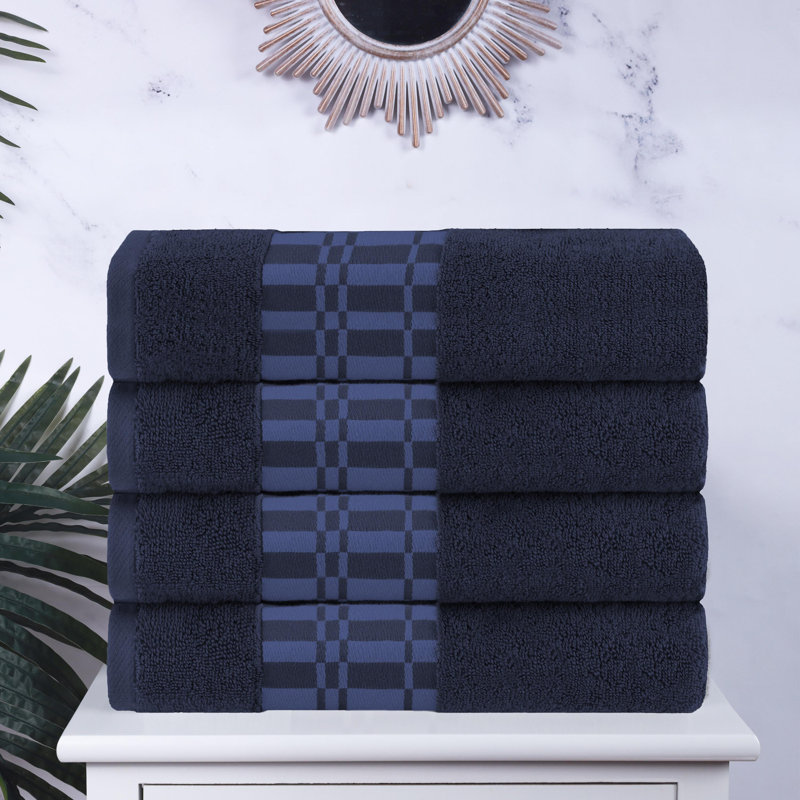 Ensemble de 4 serviettes de bain en coton Blue Nile Mills Cambrie, Marine