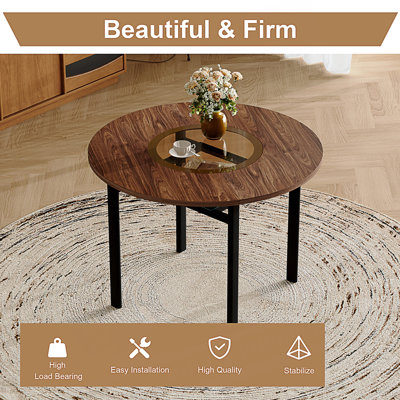 Table de salle à manger moderne moderne minimaliste avec incrustation de verre et support en métal