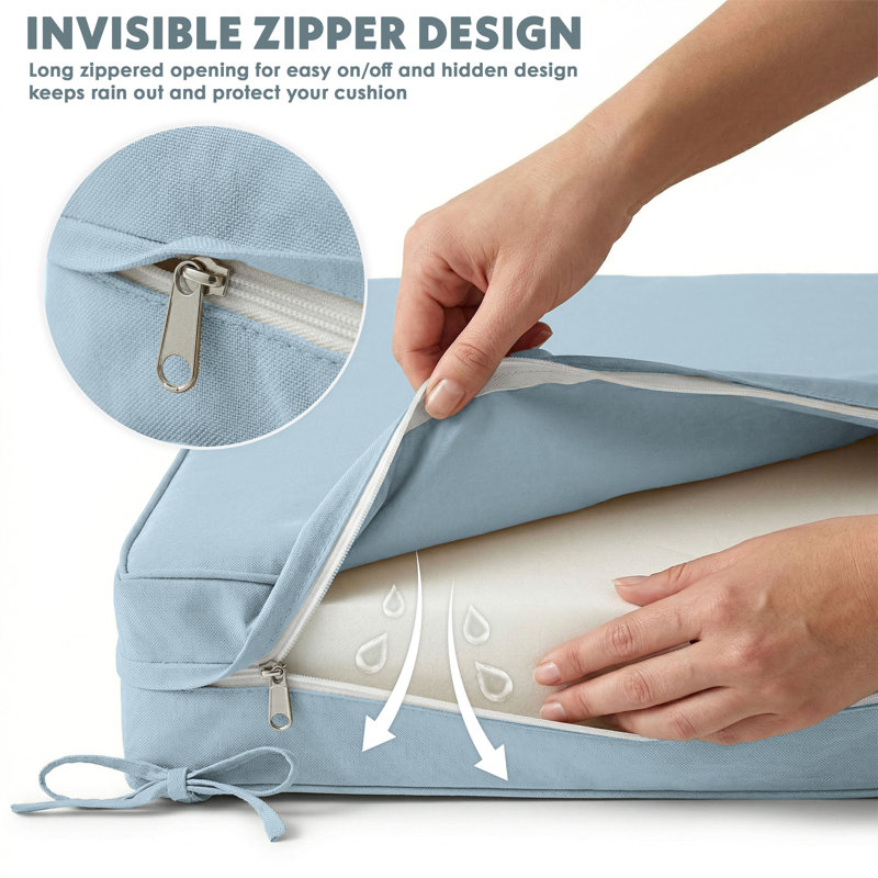 Outdoor Cushion Covers 22X22x3 Outdoor Seat Cushion Covers, Covers Only, Light Blue, 22" W x 22" D