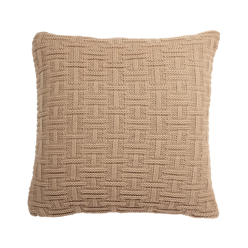 Coussin géométrique en tricot à motif géométrique, Beige foncé