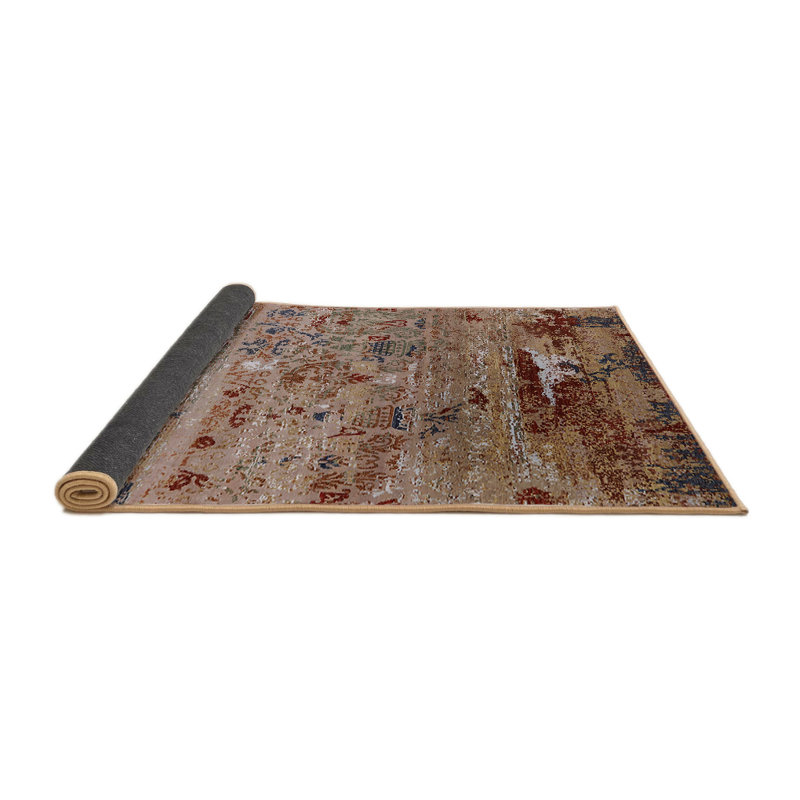 Tapis abstrait rouge / brun, Carré 8 pi