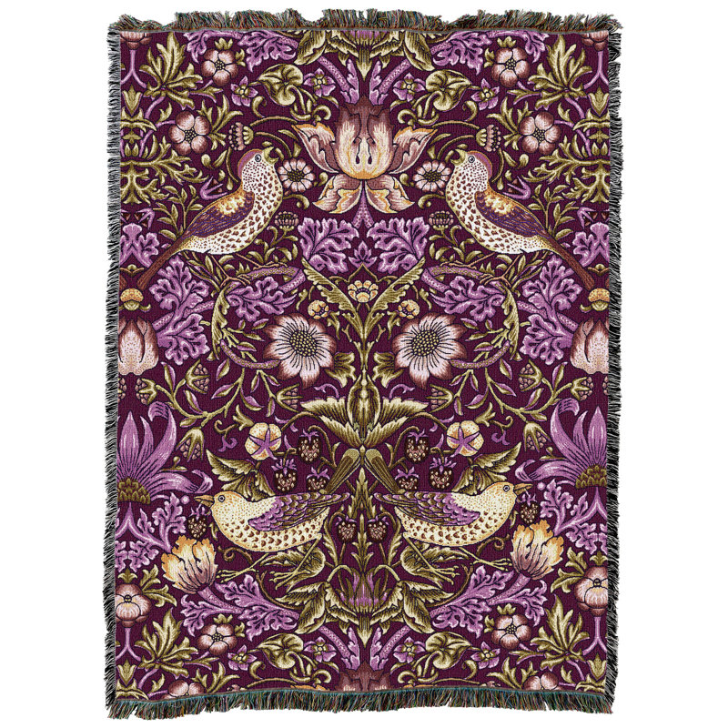 Couverture de voleur William Morris, L 60 po x L 80 po, Prune