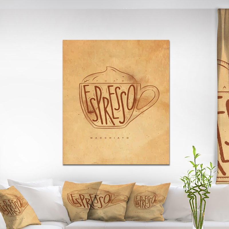 Reproduction d’art textuel « Macciato Cup Craft », H 20 po x l 12 po x P 1po, Toile tendue
