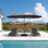 Parasol de table d'extérieur 15 pi 15 po avec chaise longue inclinable 69,3 po