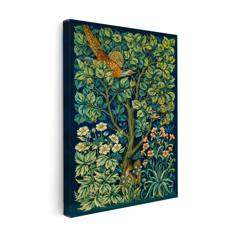 William Morris - faisan, Sans cadre, Canevas, H 18 po x l 24 po