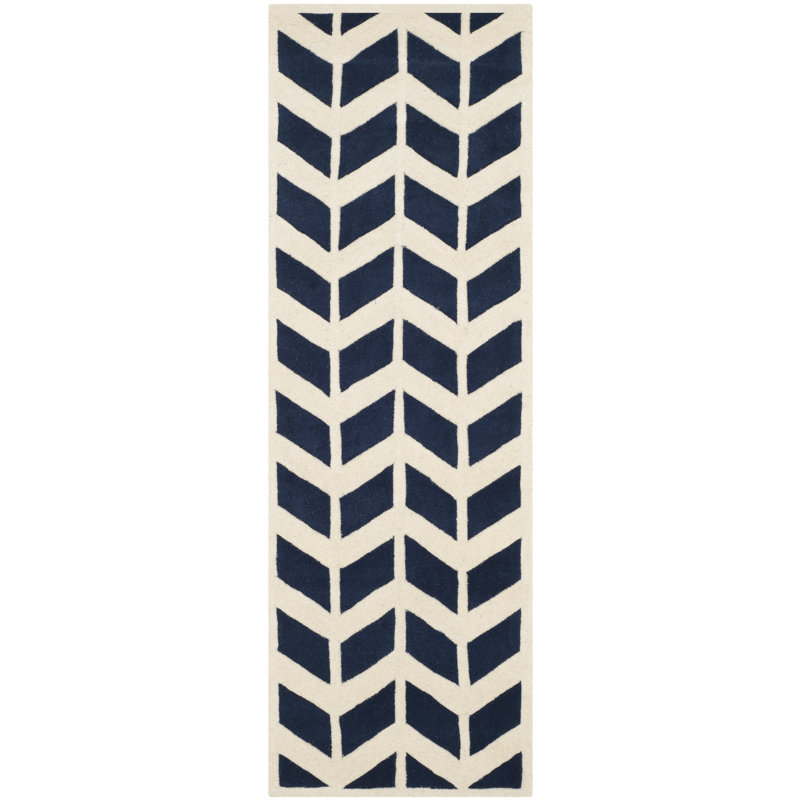 Deedie Hand Tufted Wool Geometric Rug, Runner 2'3" x 7'