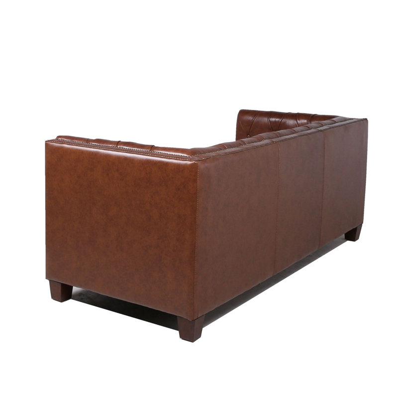 Canapé en cuir de 85 po Fryda, Cuir véritable tabac Sundance