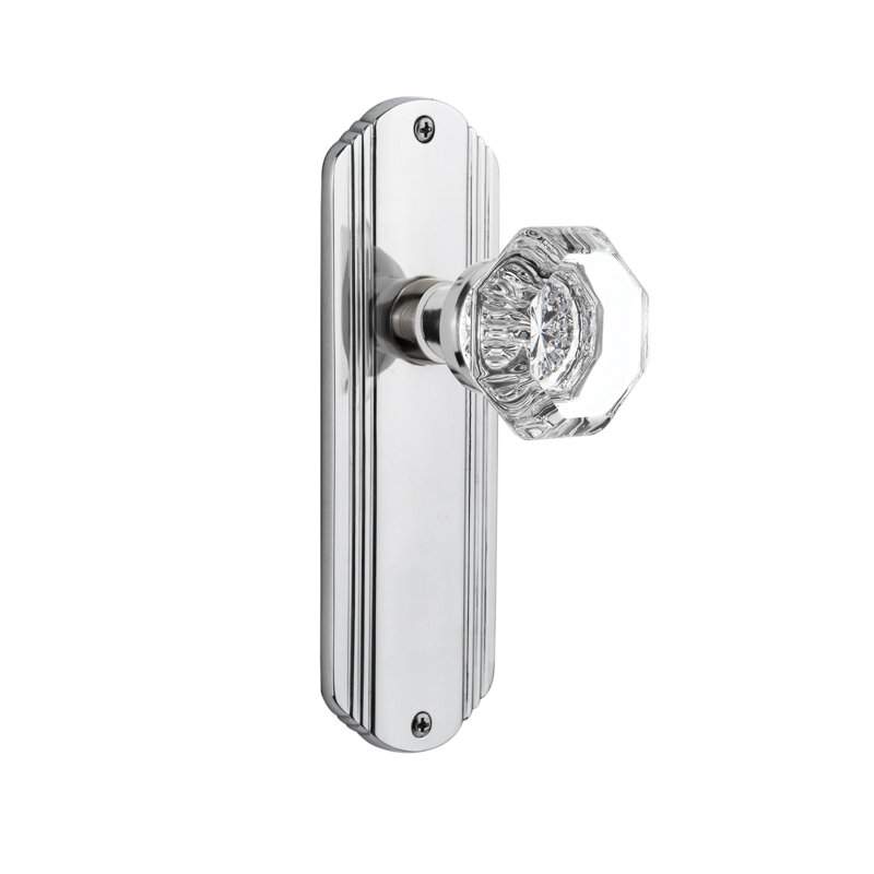 Plaque décorative avec bouton de porte Waldorf, Chrome brillant