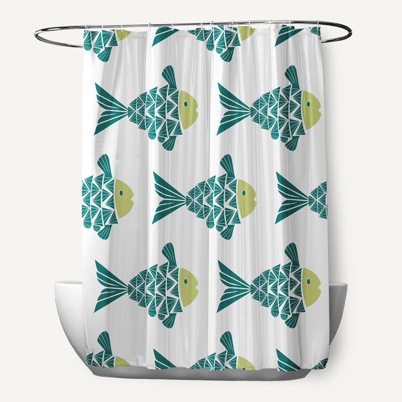 Rideau de douche simple en polyester Grand Ridge, sarcelle