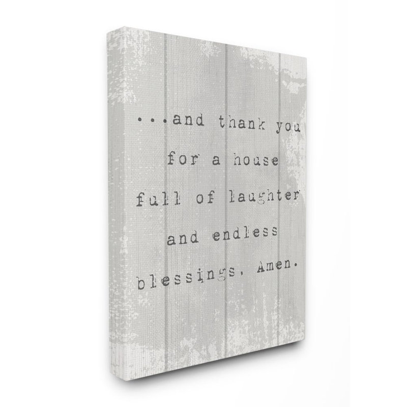 Gray Wrapped Canvas Religious Wall Art with Spiritual Phrase