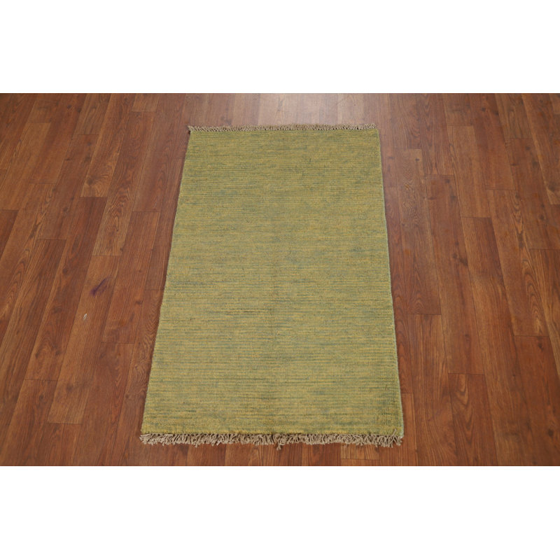 Tapis oriental jaune et vert Gabbeh 2x3