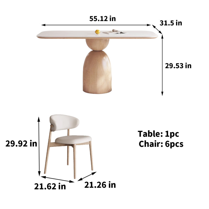 Table de salle à manger double épaisseur, H 29,53 po x L 55,12 po x l 31,5 po