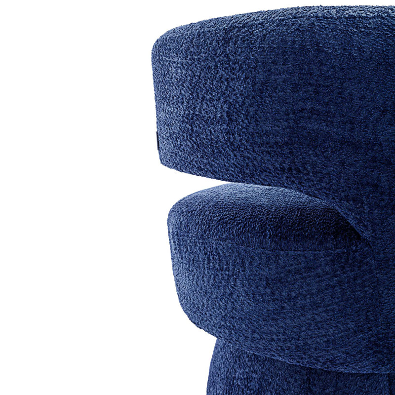 Fauteuil demi-tonneau pivotant rembourré, 27.16" H x 27.16" W x 23.62, Bleu marine