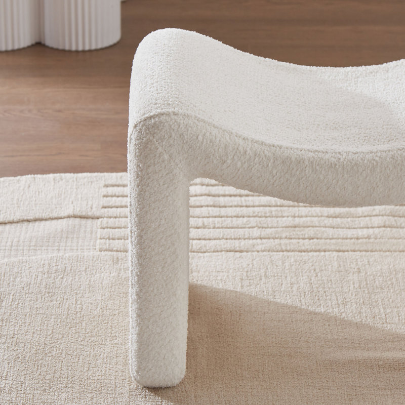 Demacio 21.63" Wide Standard Ottoman, White Boucle