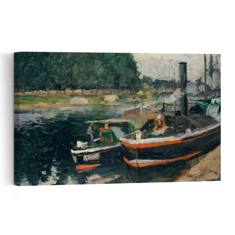 Péniches à Pontoise, 1876 - Estampe d'art mural contemporain, H 24 po x l 36 po