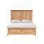 Structure de lit simple Style avec tête de lit en chêne naturel, bois d'hévéa, bois d'ingénierie, placage massif et pacanier-998151427