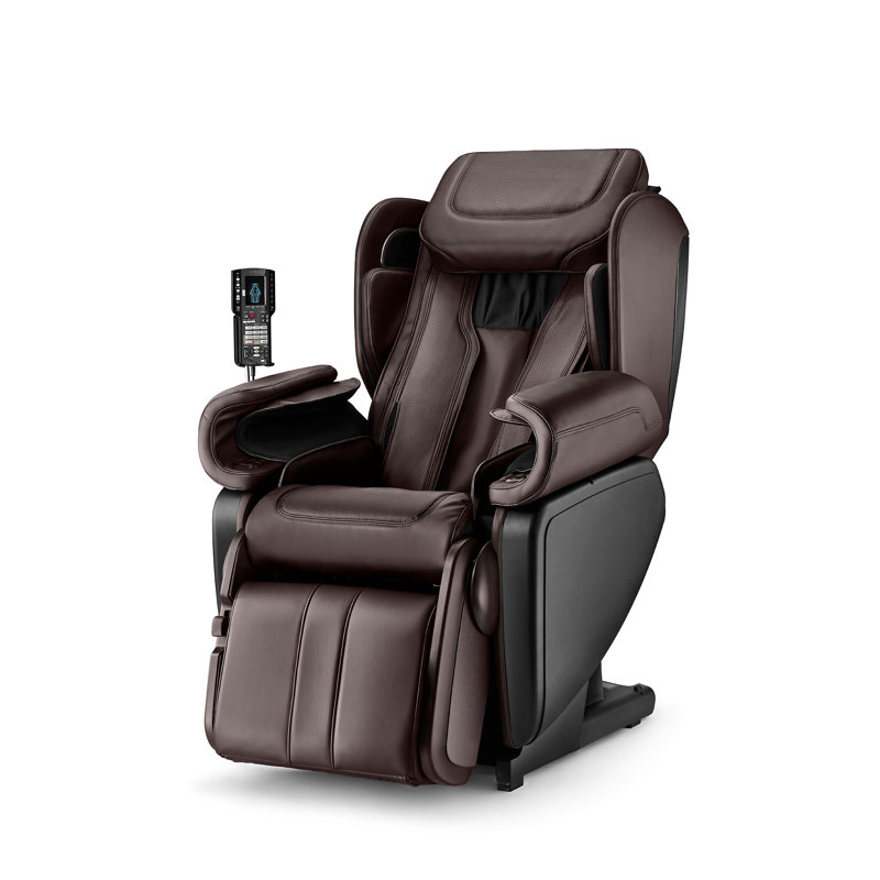 Faux Leather Heated Massage Chair with Ottoman, Brown Faux Leather