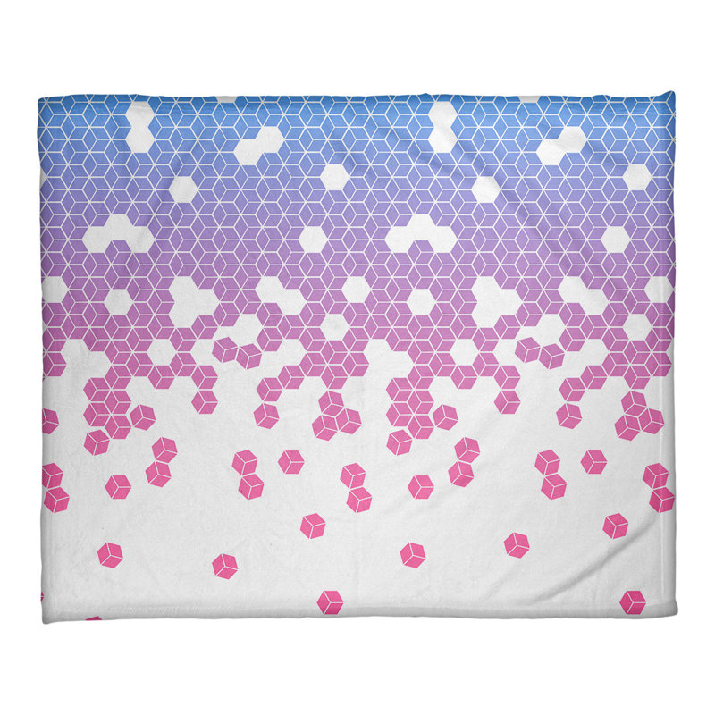 Couverture cubique Katelyn Elizabeth, L 52,5 po x L 62,5 po, Rose / bleu