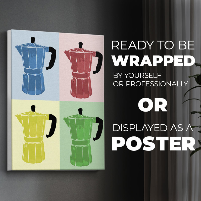 Moka Pot Colorblock - Impression sur toile seulement - NON-CADRE, H 27 po x l 18 po