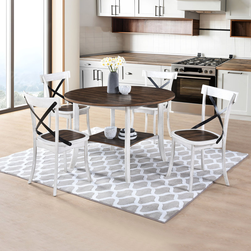 Chaise d'appoint de salle à manger 2 pièces, thème rustique, chaise en métal X, bois massif, blanc antique / chêne, profondeur 21,2 po x largeur 21,58 po, hauteur 33,81 po, chaises au design tendance, look, support, chêne foncé, bois