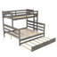 Lit superposé simple au-dessus de très grand lit double avec gigogne et échelle en bois massif - Multi-lit peu encombrant pour les enfants et les invités-861723221