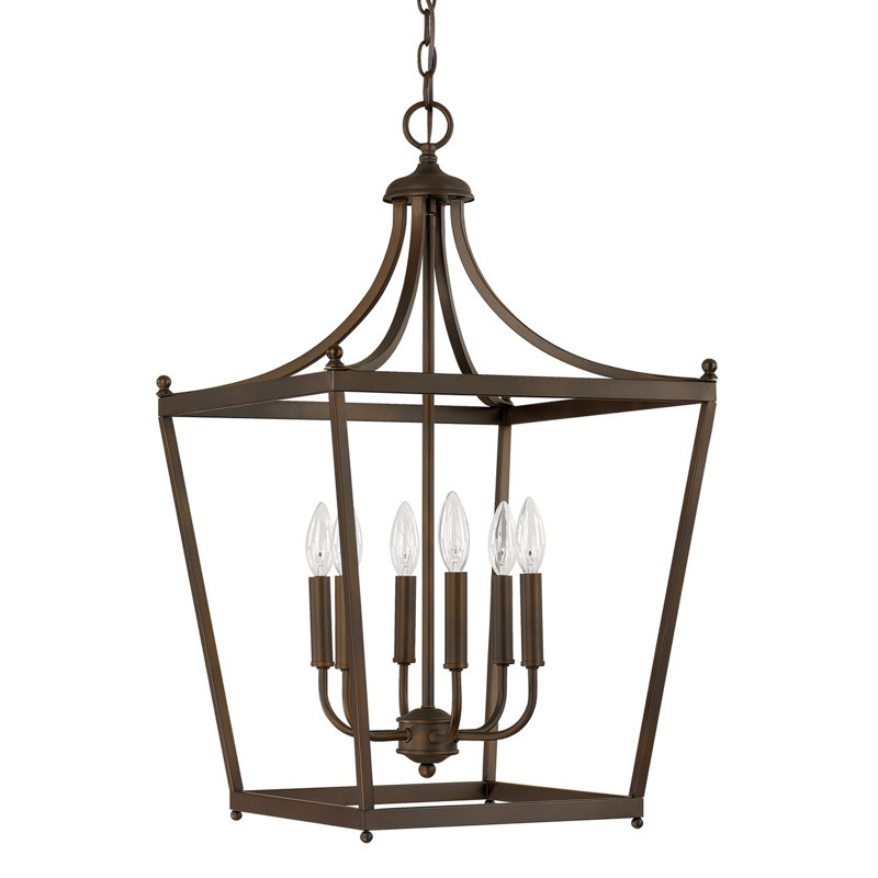 Lustre géométrique à 6 lumières, Bronze brillant