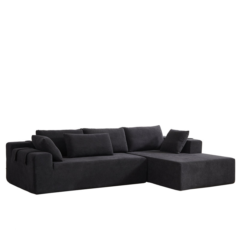 Modern Chenille Upholstered Boneless Sectional Sofa Couch Set,Modular 108" L Shaped Sectional Living Room Sofa Set With 6 Pillows,Combination Sofa Couch For Living Room,Bedroom