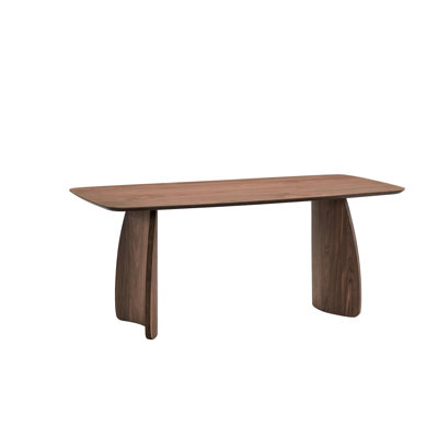 Table de salle à manger élégante à finition noyer - Plateau de table rectangulaire en bois massif