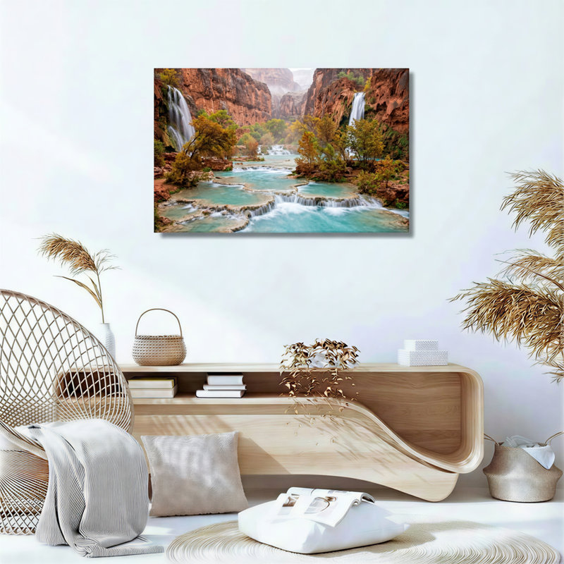 «Waterfall Canyon», reproduction d'art sur toile, ensemble de 1, Wrapped Canvas, 16"H x 24"W