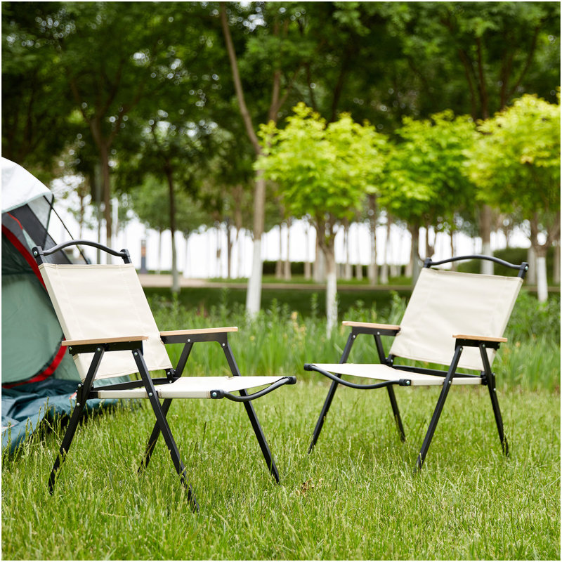 Chaise pliante d'extérieur 2 pièces pour le camping intérieur, extérieur, pique-nique, plage, cour, barbecue, fête, patio, beige