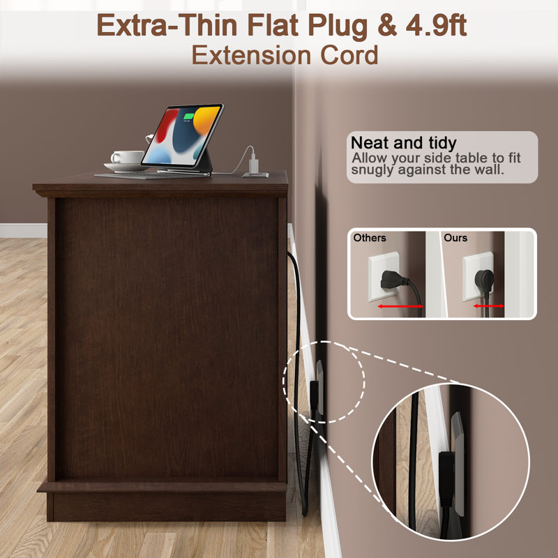 3-Drawer Beattie Sets with Storage and Built-in Outlets, Cherry