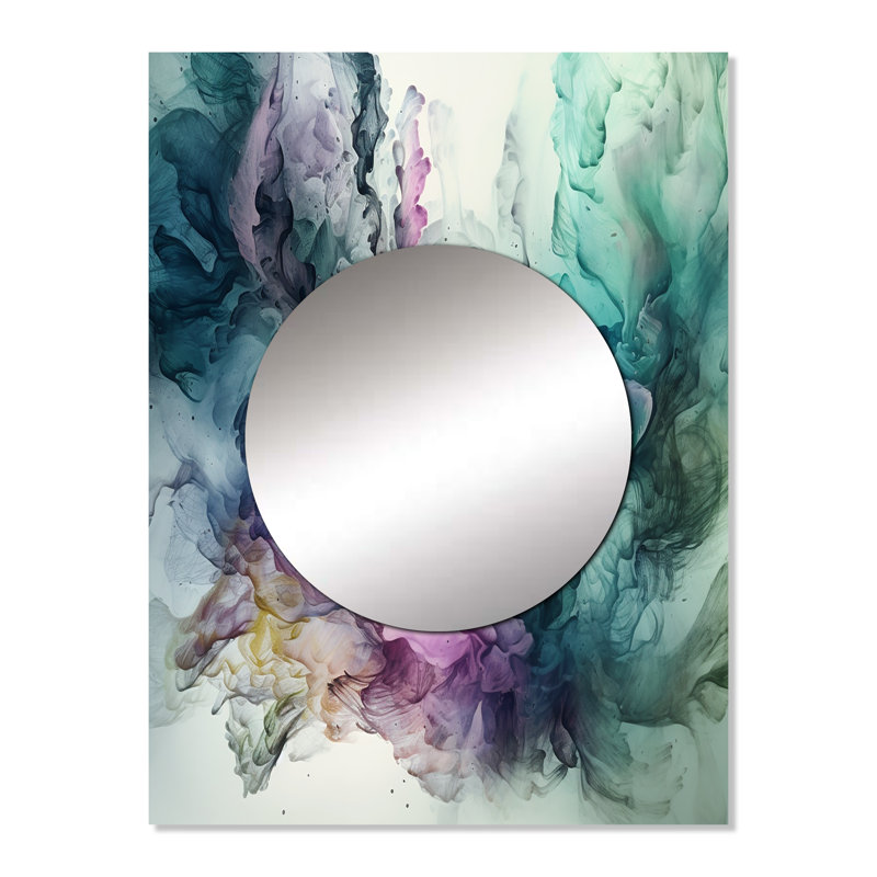 Pattison Green Purple Marbled Symphony - Marble Large Wall Mirror, Modern Decorative Mirror, Printed Metal Art, 32" x 24"