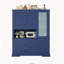 Buffet autoportant traditionnel 63,3 x 17,8 x 78,3 po avec huche, grand garde-manger avec tiroirs, tablette de porte et tablettes réglables, bleu-133394562