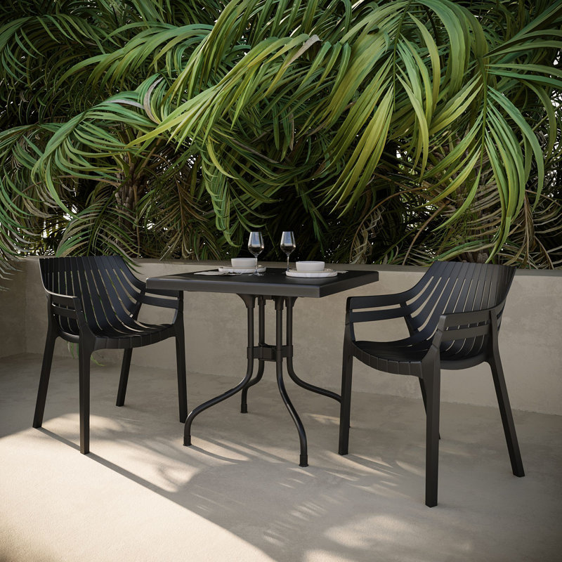Chauncey / Lyra 2 - Person Patio Dining Set with Square Table, Black