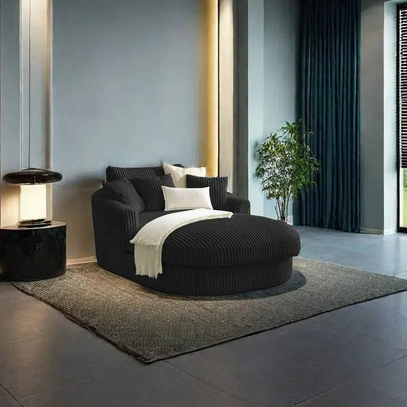Simple oval sofa modern lazy chaise longue, Black