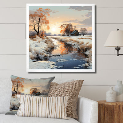 " Farm And River Winter Scenery "