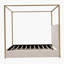 Structure de lit à baldaquin en métal de luxe moderne avec tête de lit haute tapissier, lit à baldaquin doré, aucun sommier nécessaire, grand, beige-748095870