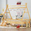 Lit plateforme double avec escalier, structure de lit simple en bois massif, profil bas et design amusant enfantin-1946334828-1947893332