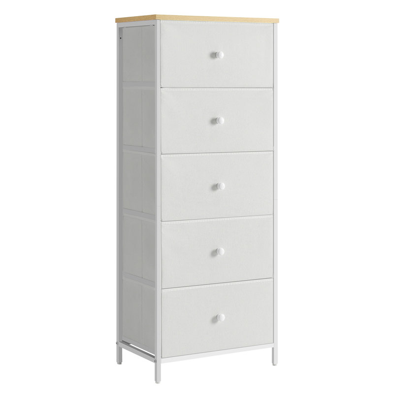 Rosellina 45cm W 5 - Drawer Chest of Drawers, White/Beige