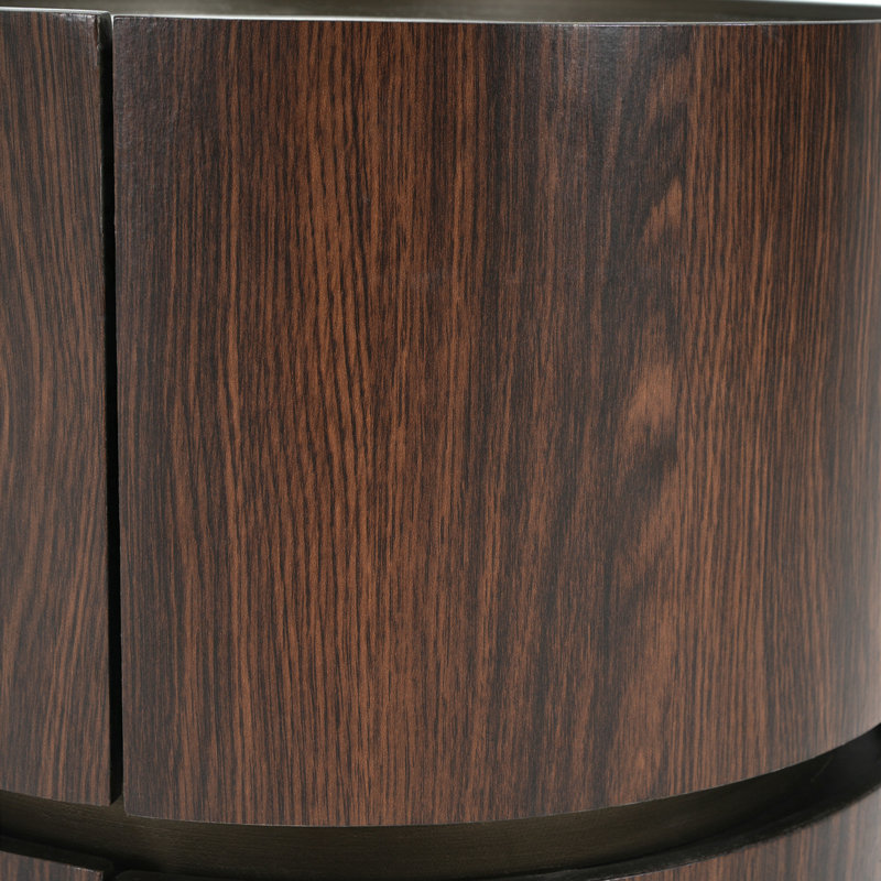Round Coffee Table with Storage, Black, Brown
